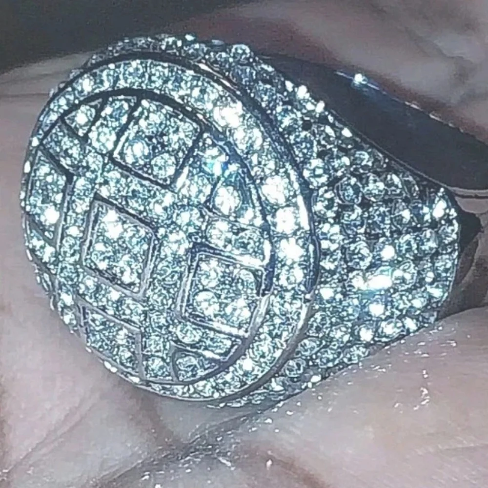 3Ct Round Lab-Created Diamond 14K White Gold Plated Pave Men's Pinky Ring Sz 11
